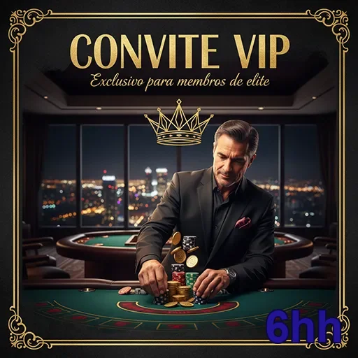Convite VIP para cassino do site 6hh, exibindo design elegante e festivo.