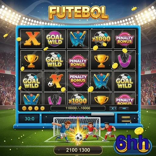 Imagem do jogo de slot 'Futebol' no site 6hh, com temática esportiva e elementos do futebol.