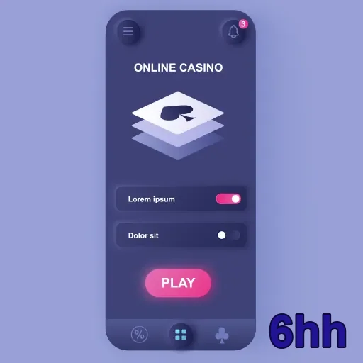 Interface de cassino online do 6hh, apresentando jogos e design atraente.